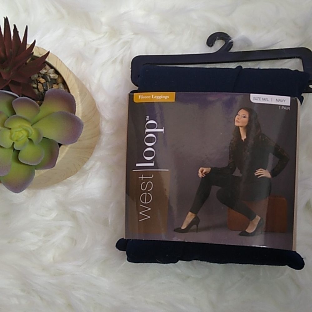 NWT West Loop M/L Navy Fleece Leggings.